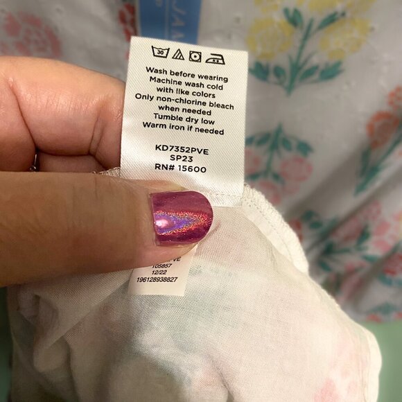 DRAPER JAMES RSVP Short Sleeve Eyelet Shirt Dress White Floral New with Tags - Picture 6 of 6